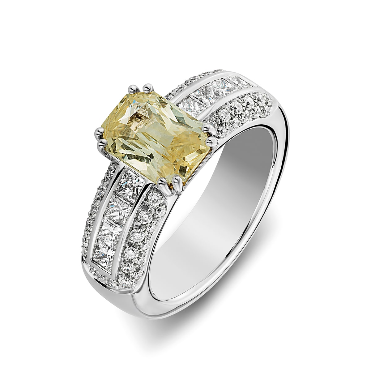 ring gele saffier witgoud