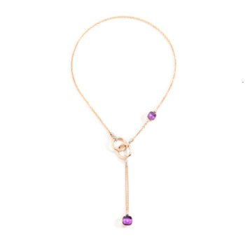 Ketting nudo rose goud met paars