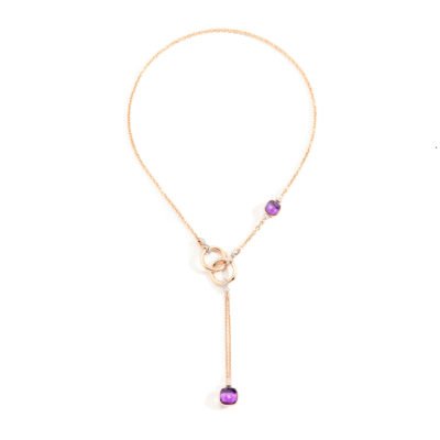 Ketting nudo rose goud met paars