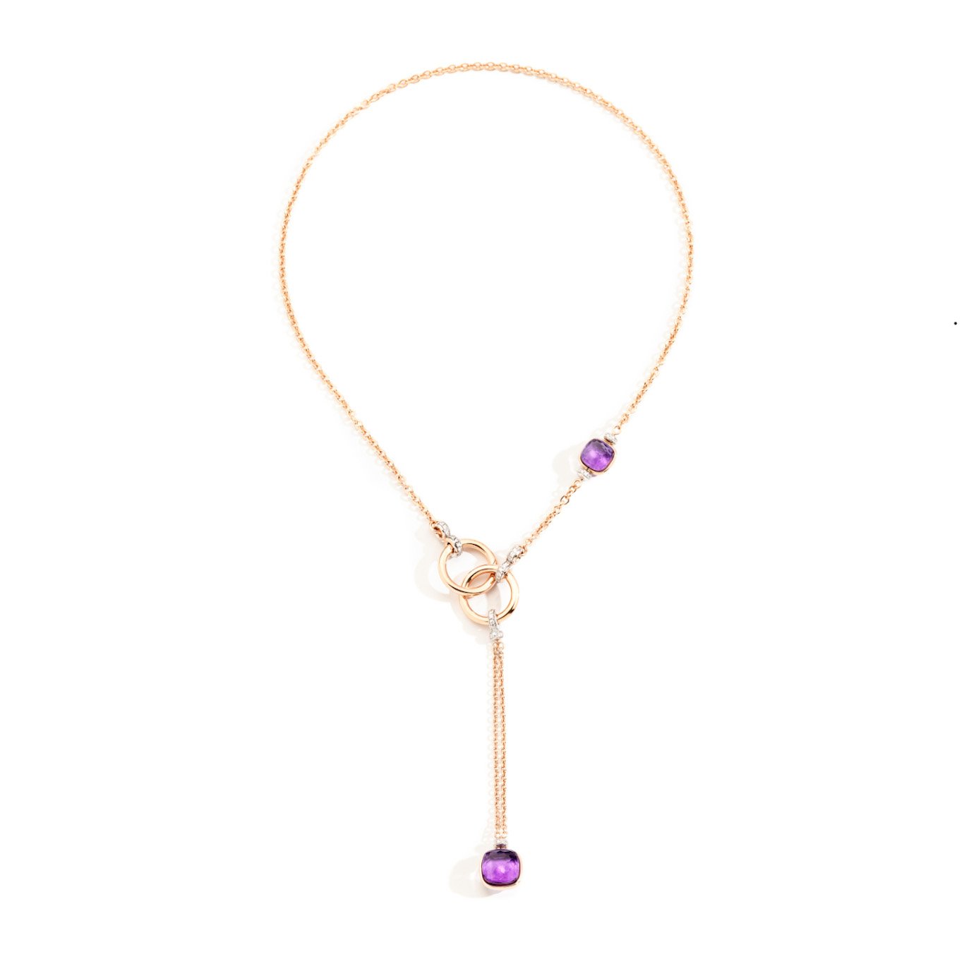 Ketting nudo rose goud met paars